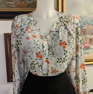 White Floral Button Down